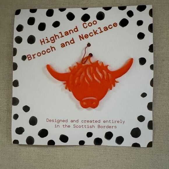 Gracie J orange Highland Cow Necklace and Brook NWT - Picture 2 of 5